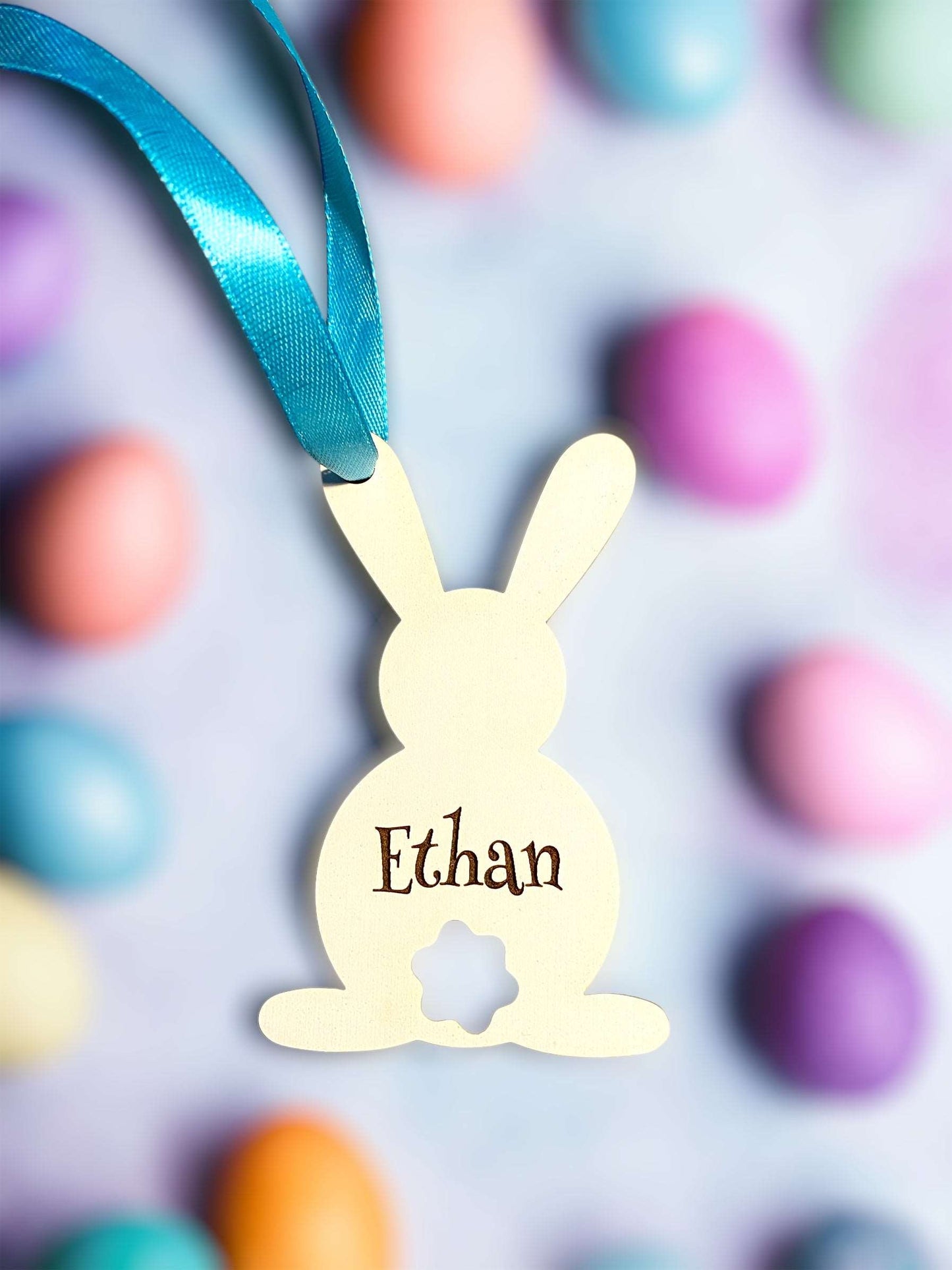 Simple White Bunny Basket Tag