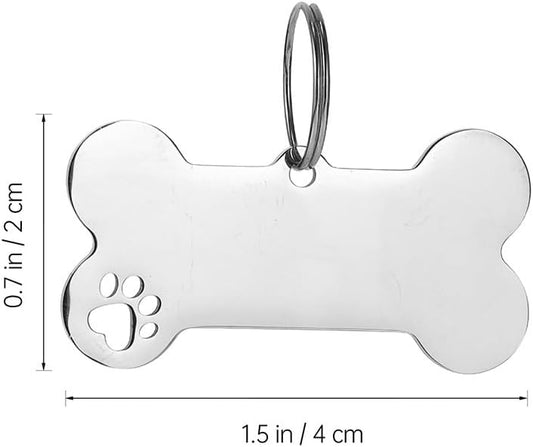 Stainless Steel Dog ID Tag Blank Tag Dog Bone-Shape Pet Tag