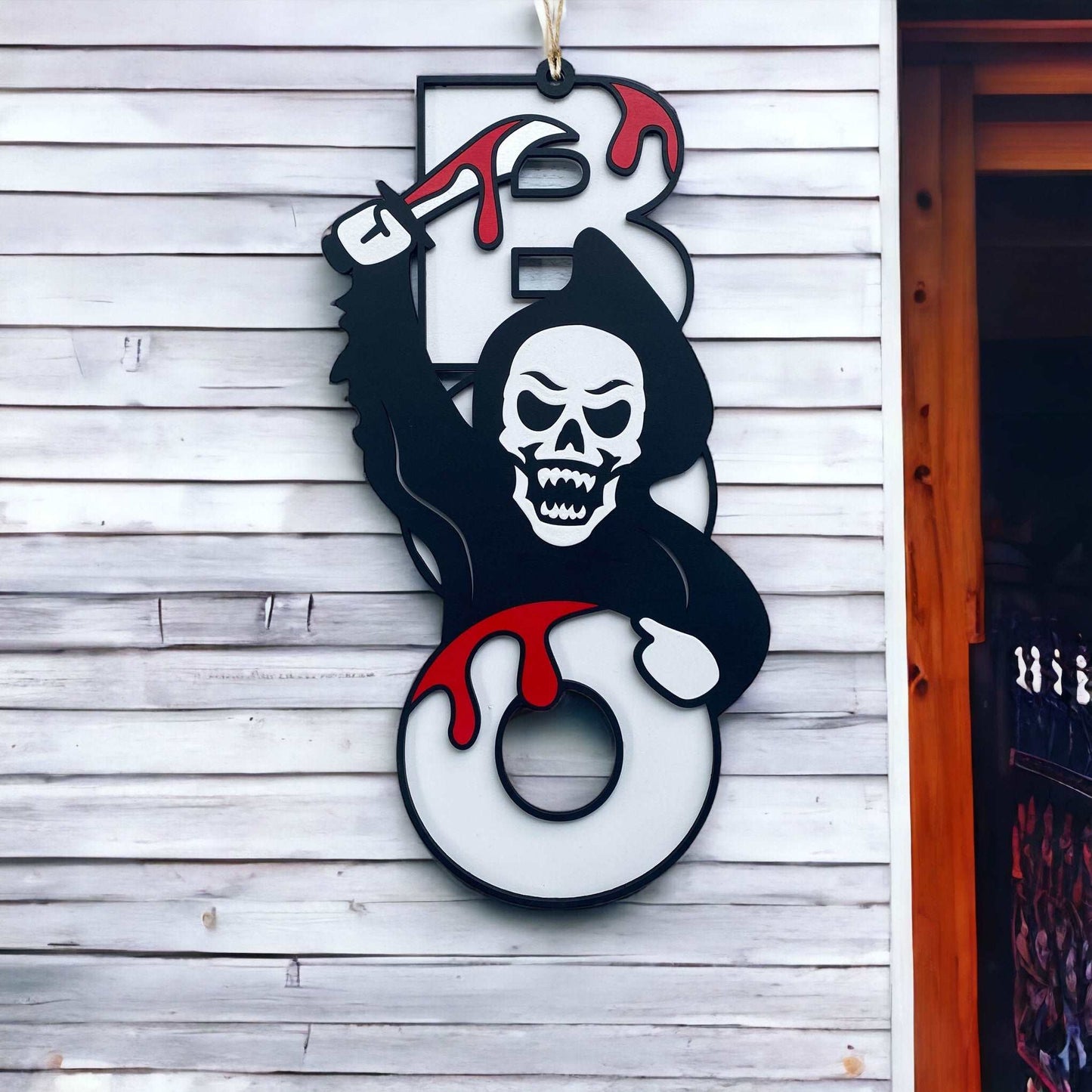 Halloween BOO Sign - Grim Reaper Skull