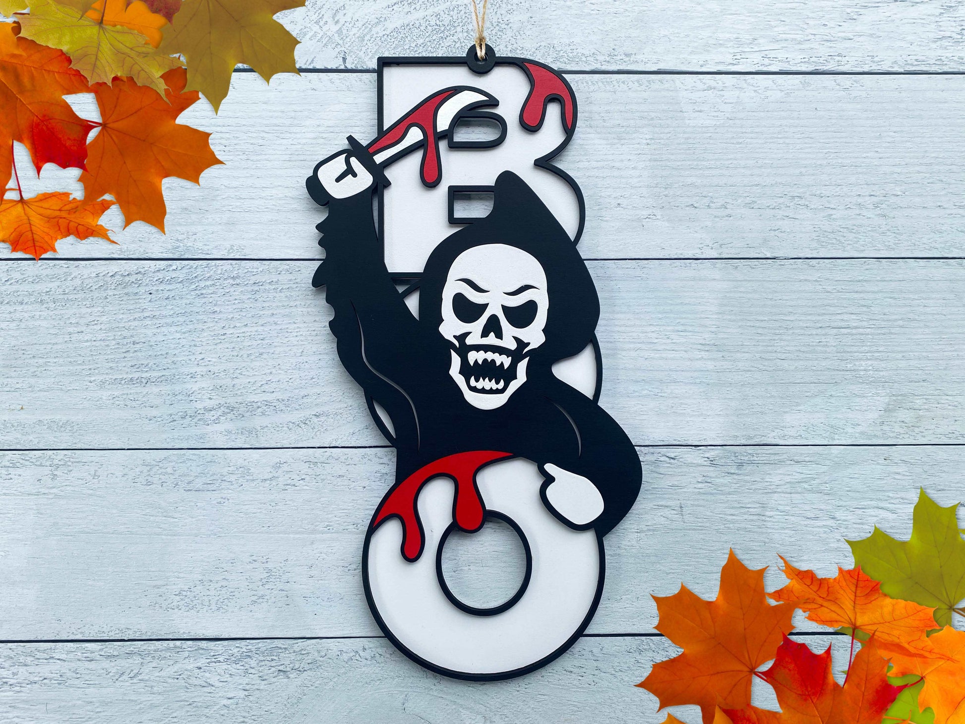 Halloween BOO Sign - Grim Reaper Skull