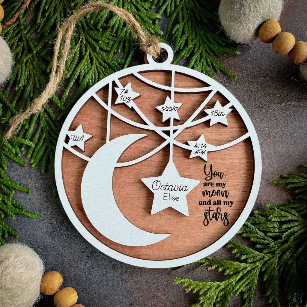 Baby Birth Stars and Moon Ornament - 3162 - Home & Garden >