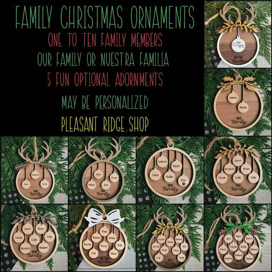 Family Ornament 1-10 members - Pleasant Ridge Shop