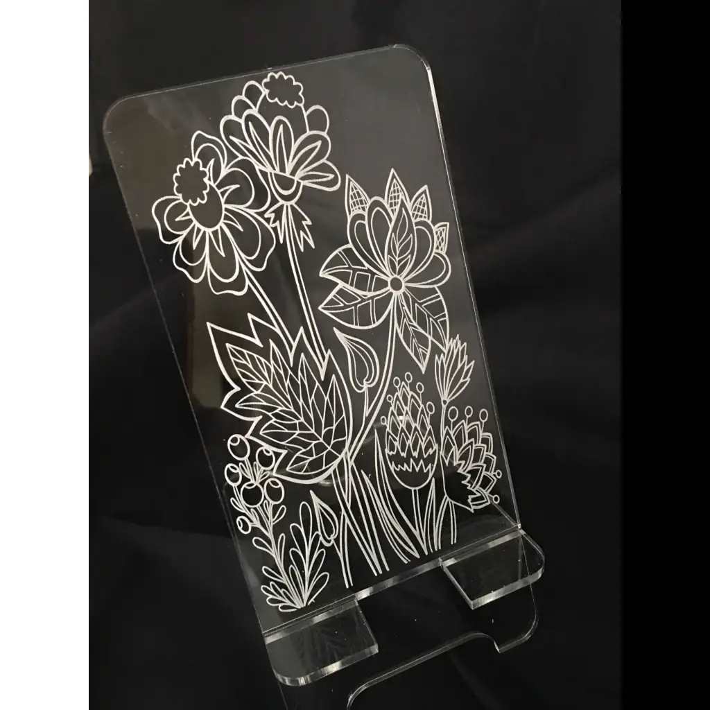Flower engraved Acrylic Phone Stand - Pleasant Ridge Shop