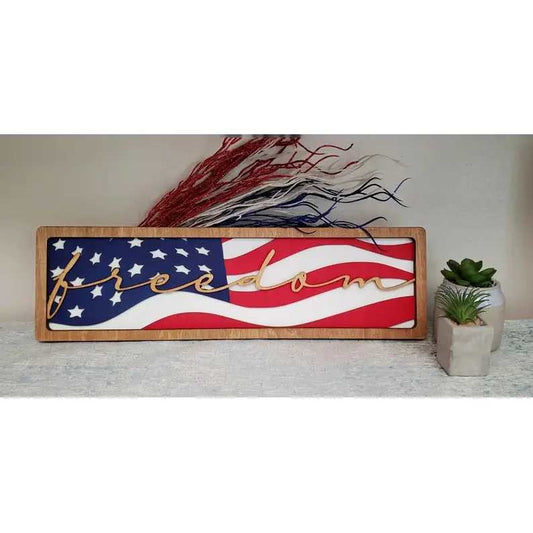Freedom Flag Shelf Sitter - Pleasant Ridge Shop