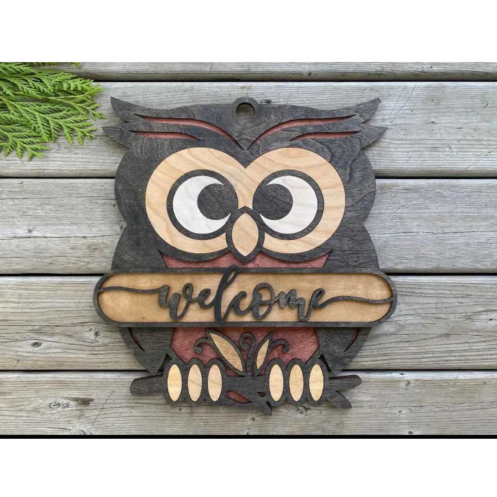 18" Owl Welcome sign - Pleasant Ridge Shop