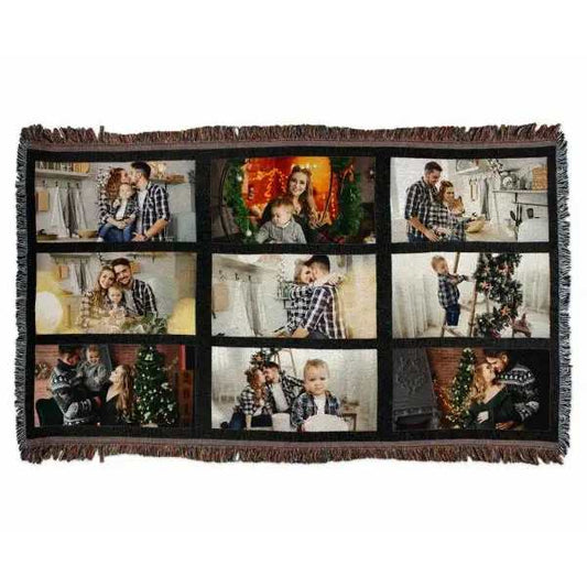 Personalized 9 Panel Heather Backed Throw Blanket