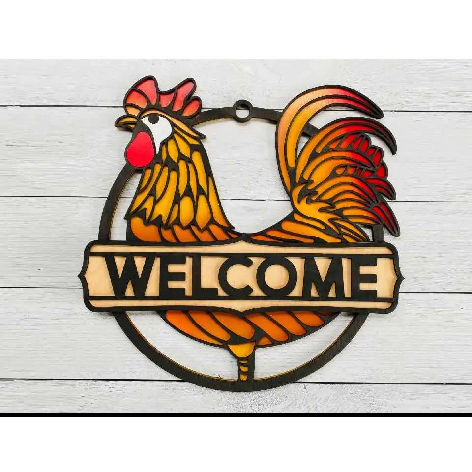 18" or 10" Rooster Welcome sign - Pleasant Ridge Shop