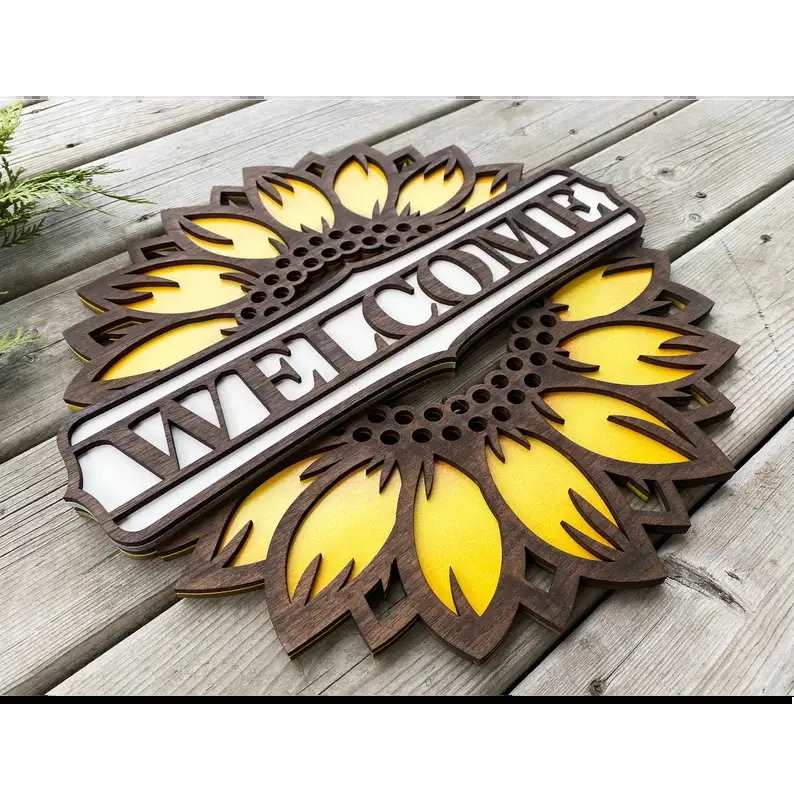 18" Sunflower Welcome sign - Pleasant Ridge Shop