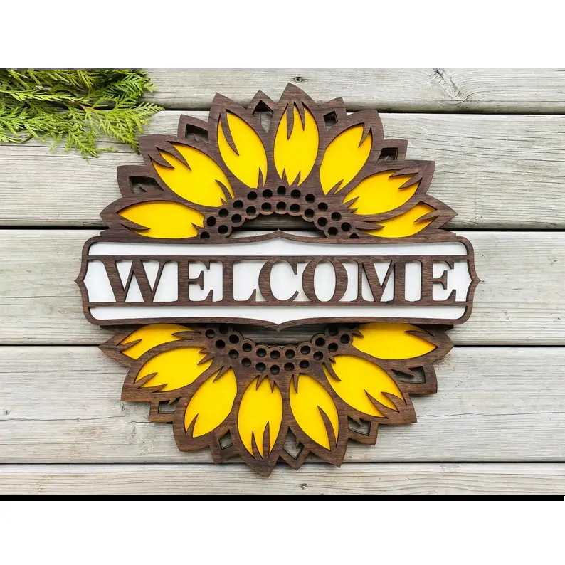 18" Sunflower Welcome sign - Pleasant Ridge Shop