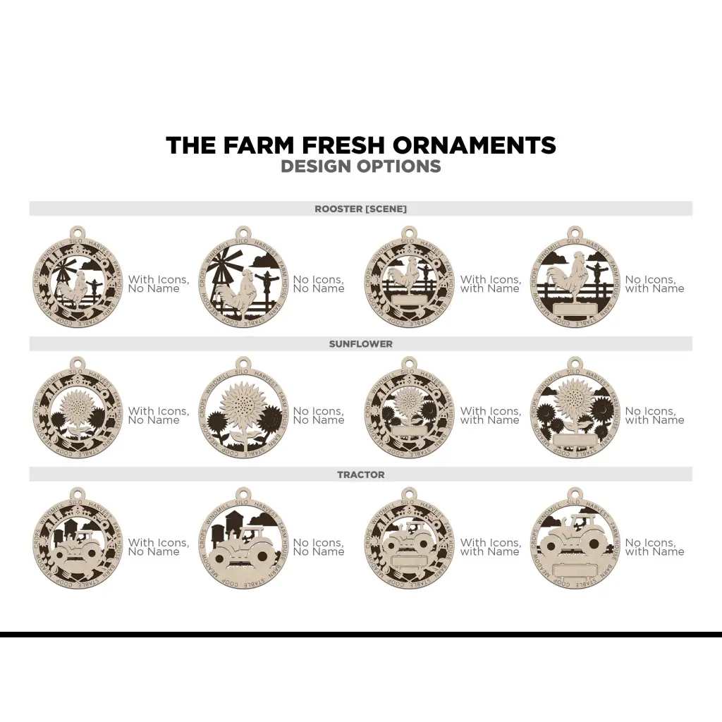 The Farm Fresh Ornaments - 24 Unique designs - Pleasant Ridge Shop