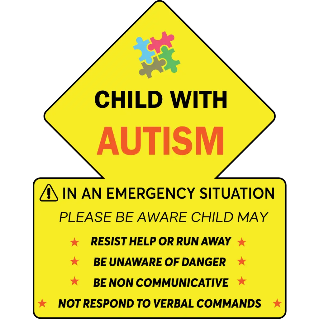 Child With Special Needs Emergency Decals  (2) - Pleasant Ridge Shop
