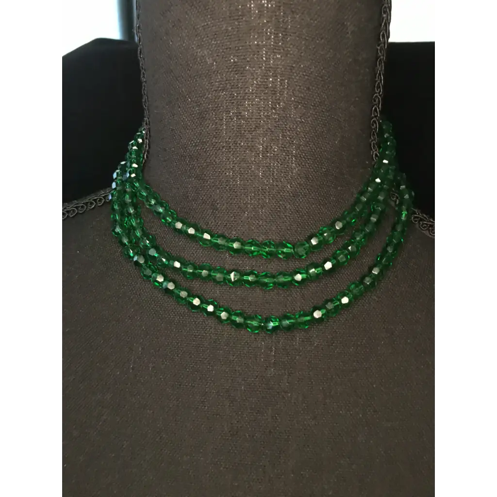 Emerald Green Bead Necklace/Choker - Pleasant Ridge Shop