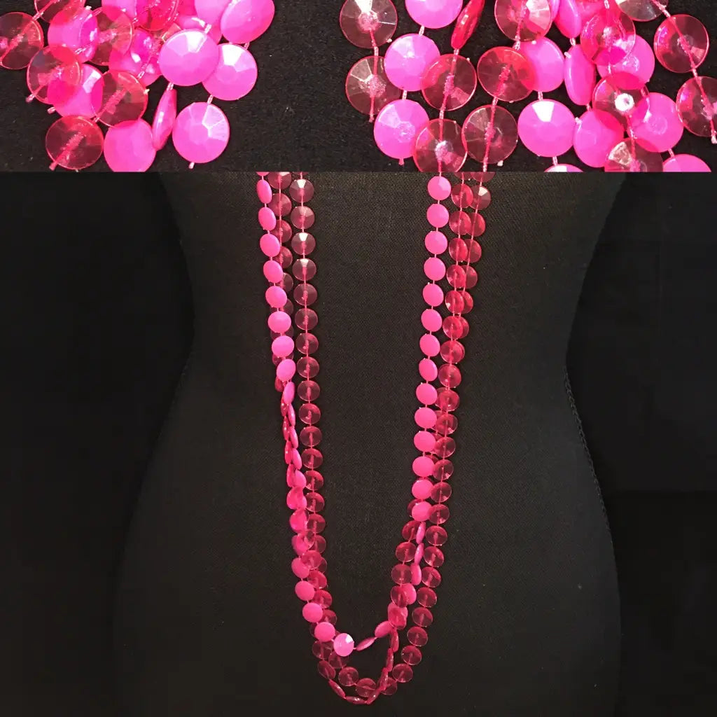 Long Pink Necklace with Matching Clip-on Earrings - Pleasant Ridge Shop