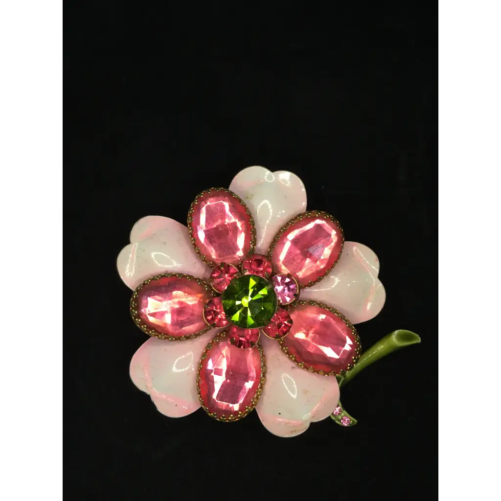 Pink Painted Enamel Flower  Pin/Brooch - Pleasant Ridge Shop