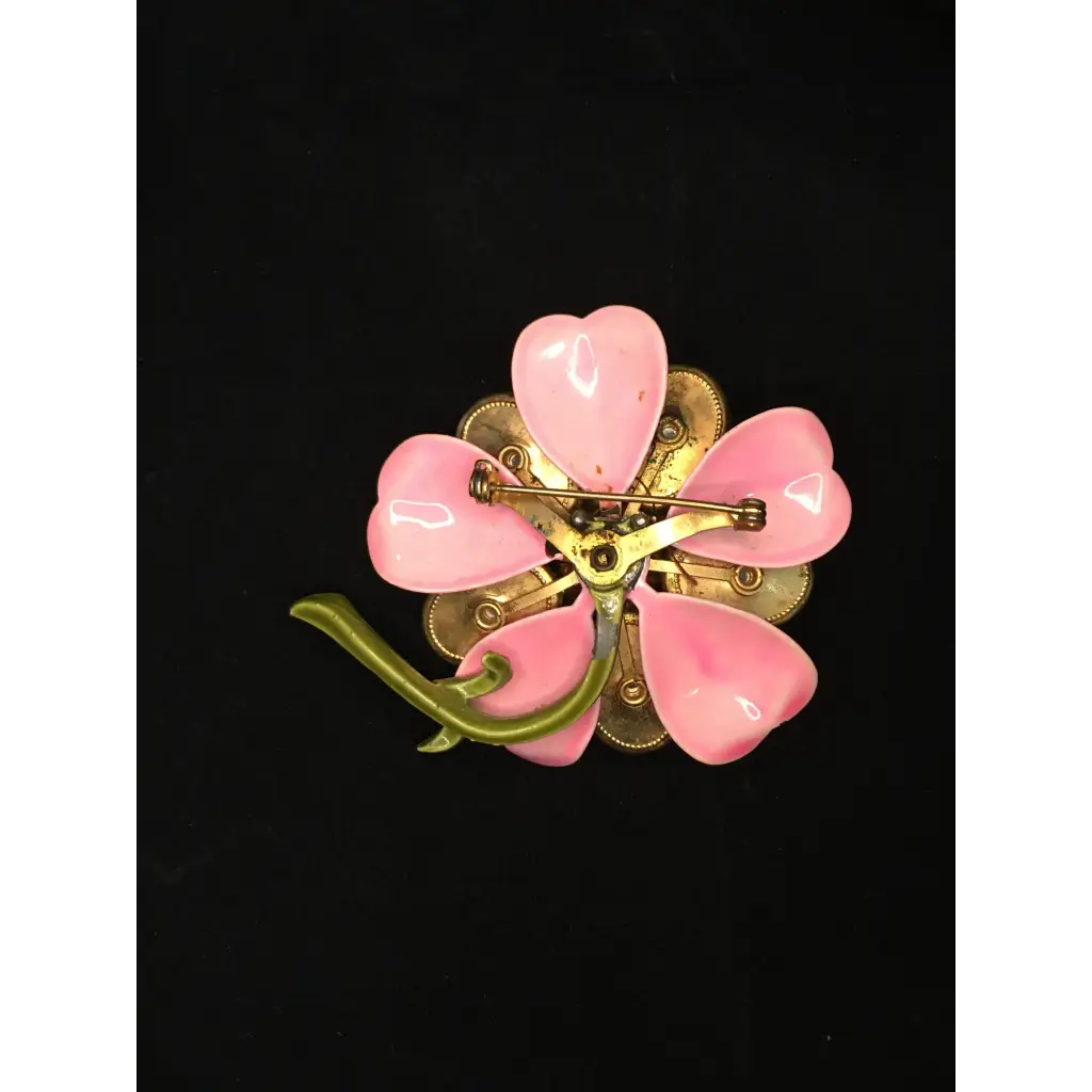 Pink Painted Enamel Flower  Pin/Brooch - Pleasant Ridge Shop