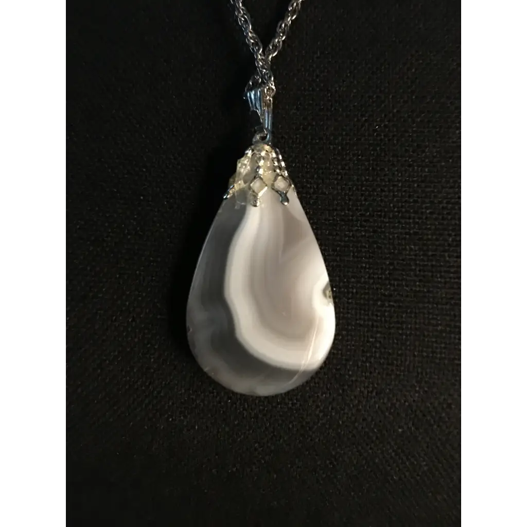 Real Stone Gray and White  Necklace - Pleasant Ridge Shop