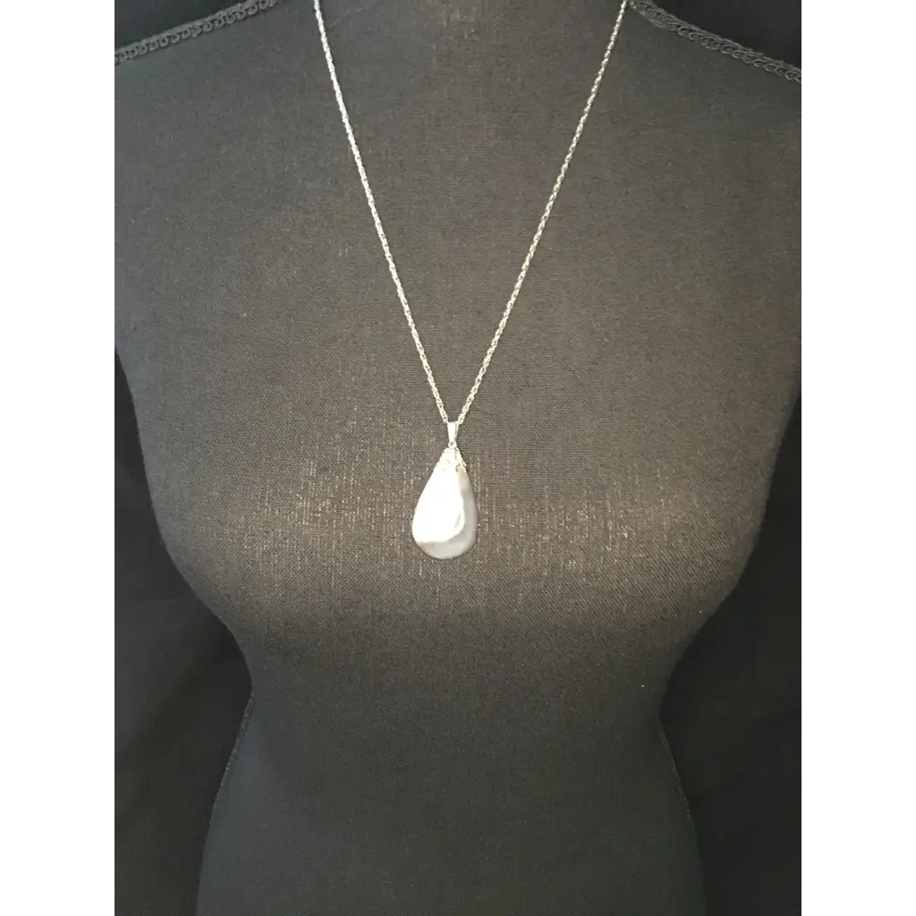 Real Stone Gray and White  Necklace - Pleasant Ridge Shop