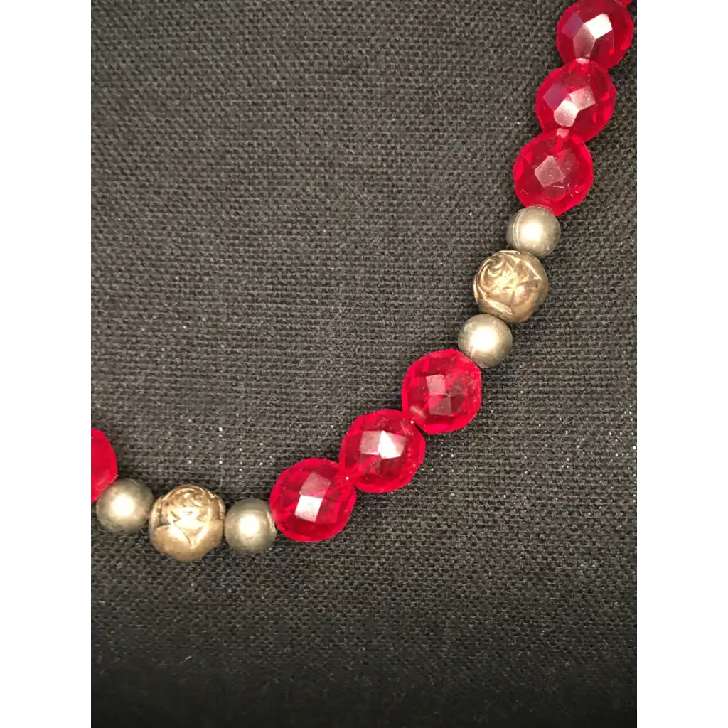 Red and Silver Bead Necklace - Pleasant Ridge Shop