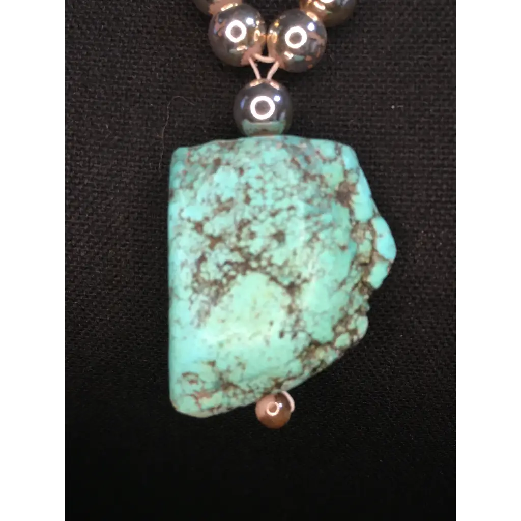 Turquoise and Sliver Beads Necklace - Pleasant Ridge Shop